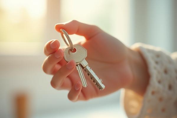 Close-up of a hand holding house keys, representing a smooth property handover after a flawless clean by Lemony Cleaning.